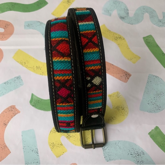 Suede and Woven Textile Belt - Picture 2 of 3